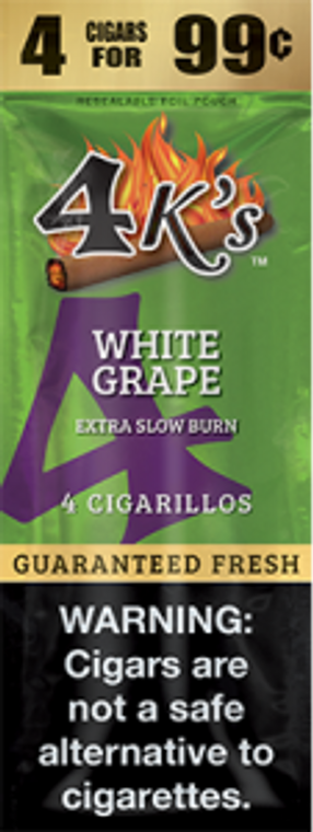 4 Kings Cigars  White Grape 15 Pouches of 4