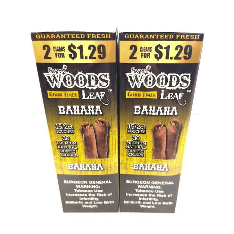 Good Times Sweet Woods Banana Cigars 15 Pouches  of 2