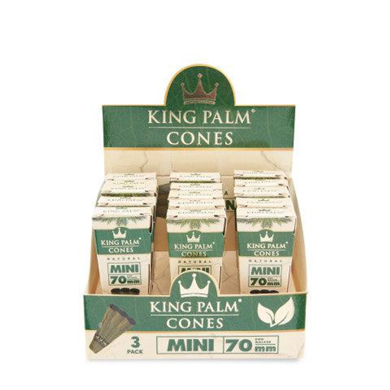 King Palm Natural 3pk Pre-Rolled Palm Cones 15ct Display - Mini Size 70mm