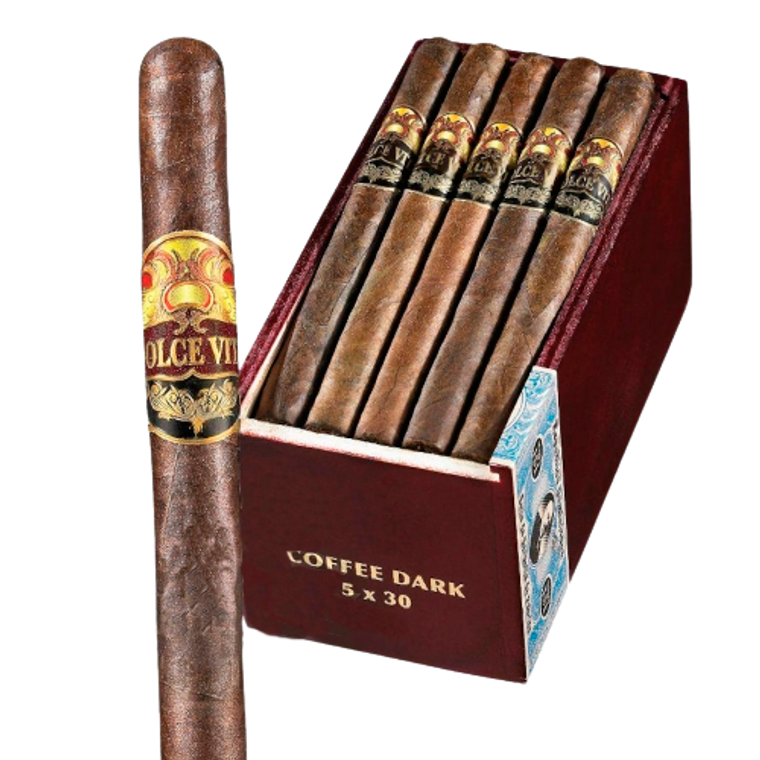 Dolce Vita Cafe Coffee Dark Edition Petite Corona Cigars 25Ct. Box