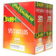 Trendsettah Inc Splitarillos Cigarillos Molly 30 Pouches of 3, image of a red and green box containing multiple small cigarillos pouches with promotional text and product details. Trendsettah Inc Splitarillos Cigarillos Molly 30 Pouches of 3, image of a red and green box containing multiple small cigarillos pouches with promotional text and product details.
