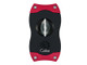 Colibri V-Cutter for Cigars, compact black and red cigar cutter with a central V-shaped blade for precise cigar cutting.