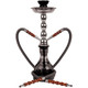 Starbuzz Tobacco Dual Hose Hookah Pipe 17 inch with case, sleek black and silver design with wooden accents, flexible hoses, and a protective case for easy portability.