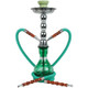 Starbuzz Tobacco Dual Hose Hookah Pipe 17 inch with case, modern silver and green hookah with dual hoses and a carrying case.