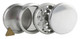 RAW Metal 4pc Grinder w/ Screen - 2 inch, four-piece metal grinder with a screen for herb grinding and filtering.