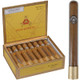 Montecristo Classic Seleccion I Tube Cigar Corona 16 Ct. Box, opened cigar box displaying 16 cigars with gold and silver bands, and a single cigar standing upright showing its band and packaging. Montecristo Classic Seleccion I Tube Cigar Corona 16 Ct. Box, opened cigar box displaying 16 cigars with gold and silver bands, and a single cigar standing upright showing its band and packaging.