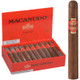 Macanudo Inspirado Orange Cigar Gigante 20 Count Box 6.00X60, opened to reveal individually wrapped cigars with orange and gold labels, and a single cigar standing upright next to the box, showcasing its size and packaging.