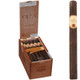 Oliva Serie G Maduro Cigars Churchill 24 Ct. Box 7.00X50, image of the open wooden cigar box filled with Churchill-sized cigars next to a single cigar with band.