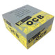 OCB Solaire Rolling Paper Slim + Tips Box 32, pack of ultra-thin cigarette rolling papers with tips, yellow and gray packaging design.