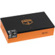 Camacho Connecticut Cigar Robusto Tubo 20 Ct. Box, black and orange packaging box with brand logo and product details.