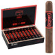 Camacho Corojo Bxp Cigar Toro Tubos 20 Ct. Box, an image of a cigar box filled with 20 cigars and a single cigar standing upright showing its band.