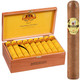 Baccarat Cigars Rothschild Natural Tubo 25 Ct. Box, a wooden box containing 25 cigars with yellow tubes, and a single cigar outside the box with a gold and black label.