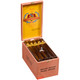 Baccarat Cigars Churchill Maduro 25 Ct. Box 7.00X48, showing a wooden box filled with cigars, featuring a colorful interior lid with branding and warning label.