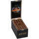 Baccarat Cigars Nicaragua Churchill 7.00 x 48, premium cigars in elegant black box with gold lettering and open lid showing five cigars with dark brown wrappers.