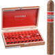 Cohiba Cigars Toro Tubo 10 Ct. Box 6.00X50, wooden cigar box containing ten premium cigars with red tubes and black bands, and a single cigar with red and black band outside the box.