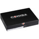 Cohiba Cigars Black Churchill 25 Ct. Box, black rectangular cigar box with silver and red logo and white text, tobacco packaging with clean and sleek design.