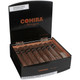 Cohiba Cigars Nicaragua N6X60 16 Ct. Box, opened with six cigars inside, black packaging with orange and black labels, and a warning label on the inside of the lid.