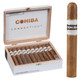 Cohiba Cigars Connecticut Robusto 20 Ct. Box 5.50x50, with a single cigar positioned beside the box, featuring a white and gold band with the Cohiba logo.