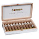 Cohiba Cigars Connecticut Robusto Tubo 10 Ct. Box 5.00x50, open cigar box showing ten wrapped cigars inside.