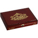 E.P Carrillo Cigars Perez Carrillo La Historia El Senador Cigars 10 Ct. Box, a rectangular, polished wooden box with gold detailing and branding on the lid.