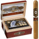 Perdomo 20th Anniversary Connecticut Cigars Robusto 24 Ct. Box, open wooden box displaying cigars with decorative label and anniversary branding.
