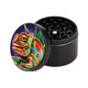 Sharp Shred Grinder Sharp Shred 2.0 Four Piece, a black herb grinder with a colorful chameleon lizard illustration on the lid.
