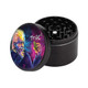 Sharp Shred Grinder Sharp Shred 2.0 Four Piece, a black, compact herb grinder with a vibrant illustrated top featuring Albert Einstein analyzing a cannabis leaf.
