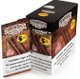 Throwback Natural Leaf Cigars, box of 8 packs containing 5 cigars each, featuring natural leaf cigars with a rustic wooden background and an all-natural tobacco label.