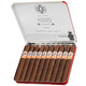 AVO Cigars Syncro Nicaragua Fogata Puritos, 10/10 tins, 4.00x30, in an open metal tin with cigars neatly arranged, featuring distinctive banding and a detailed product label.