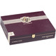 AVO Cigars Domaine <50> Perfecto 20 Count Box, elegant dark purple cigar box with gold, white, and black accents, featuring the AVO logo and product details.