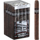 Factory Smokes Cigars Maduro Churchill 25 Ct. Bundle, medium brown Maduro cigars with a textured wrapper, displayed in a clear plastic box with a black and red label. Factory Smokes Cigars Maduro Churchill 25 Ct. Bundle, medium brown Maduro cigars with a textured wrapper, displayed in a clear plastic box with a black and red label.