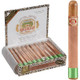 Arturo Fuente Cigars Double Chateau Fuente Natural 20 Ct. Box, opened cigar box containing twenty cigars with one cigar placed outside the box, featuring a brown wrapper and a green and red band.