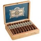 Alec Bradley Cigars Mundial PL#6 10Ct. Box, open wooden cigar box displaying ten cigars inside with branding on each cigar and a blue interior lining.