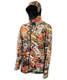 RAW Brazil Lightweight Zip Up Jacket, colorful print featuring comic book style graphics and branding on a hooded outdoor jacket.