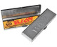 RAW Paper Tin Stainless King Size, stainless steel rolling paper storage tin with RAW logo engraved on the lid.