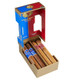 Romeo y Julieta Reserva Real Hero Sampler 8 Cigars, a box of assorted cigars with blue and red bands in a display box. Romeo y Julieta Reserva Real Hero Sampler 8 Cigars, a box of assorted cigars with blue and red bands in a display box.