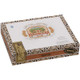 Arturo Fuente Cigar Churchill Claro 25 Ct. Box, a decorative cigar box with intricate designs and logo in the center.