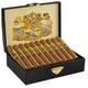 Gurkha Royal Challenge XO Maduro Cigars 20Ct. Box, open presentation of 20 premium cigars inside a black box with gold accents and logo display.