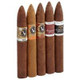 Victor Sinclair 5 Cigars Sampler, image showing five cigars with different band designs and sizes arranged upright.