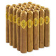 1876 Reserve Robusto Cigars 25Ct. Pack, display of 25 evenly aligned cigars showcasing their smooth, light brown wrappers with yellow labels.