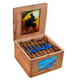 Drew Estate ACID Cigars by Drew Estate Kuba Kuba 24Ct. Box, open wooden cigar box displaying cigars with colorful bands inside.
