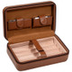 Tommy Bahama Luxury Leather Overnighter Cigar Case Brown, open brown leather cigar case with storage compartments and a zippered case inside. Tommy Bahama Luxury Leather Overnighter Cigar Case Brown, open brown leather cigar case with storage compartments and a zippered case inside.