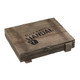 Alec Bradley Black Market Vandal Toro Cigars 10Ct. Box, rustic wooden cigar box with black printed logo and metal latch.
