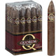 Quorum Maduro Torpedo Cigars 20 Ct. Bundle, pack of handmade cigars with dark Maduro wrappers and gold-embellished band, one cigar placed upright for display.