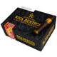 Nica Rustica Broadleaf Short Robusto Cigars 25 Ct Box, a box containing 25 cigars with a single cigar placed on top, featuring dark wrapper and distinctive yellow and red branding.