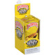 Altadis Backwoods Banana Cigars 8/5Ct, image of yellow cigar packet display with multiple banana flavored cigars inside