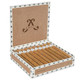 Amati Torpedo Cigars 20Ct. Box, open cigar box showing 20 torpedo cigars neatly arranged inside with branded packaging and logo on the inside lid.