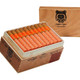 Asylum 13 Connecticut Fifty Cigars 50Ct. Box, a wooden box containing 50 cigars with orange and white bands displaying the Connecticut flavor, designed for premium cigar enthusiasts. Asylum 13 Connecticut Fifty Cigars 50Ct. Box, a wooden box containing 50 cigars with orange and white bands displaying the Connecticut flavor, designed for premium cigar enthusiasts.