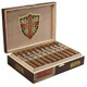 AJ Fernandez Ave Maria Crusader Cigars 20Ct. Box, wooden cigar box with cigars neatly arranged inside and Ave Maria logo on the lid