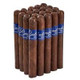 Bahia Cigars Bahia Blu L600 Toro Cigars Pack Of 20, a bundle of 20 cigars with blue and silver bands, neatly arranged in a row.